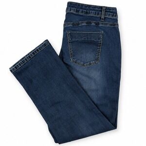 DKC Jeans Universal Universelle Women Size 18 Dark Wash Straight Leg Denim Blue